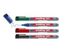 edding 361 marcador para pizarras blancas - multicolor - juego de 4 rotuladores - punta redonda 1 mm - rotulador para pizarra blanca, borrado en seco - flipchart, tablón de notas - recargable