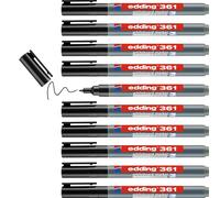 edding 361 marcador para pizarras blancas - negro - 10 rotuladores - punta redonda 1 mm - rotulador para pizarra blanca, borrado en seco - pizarra blanca, flipchart, tablón de notas - recargable