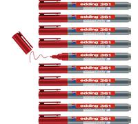 edding 361 marcador para pizarras blancas - rot - 10 rotuladores - punta redonda 1 mm - rotulador para pizarra blanca, borrado en seco - pizarra blanca, flipchart, tablón de notas - recargable