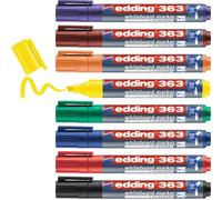 edding 363 marcador para pizarras blancas - multicolor - juego de 8 rotuladores - punta biselada 1-5 mm - rotulador para pizarra blanca, borrado en seco - flipchart, tablón de notas - recargable