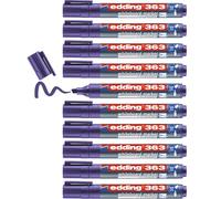 edding 363 marcador para pizarras blancas - violeta - 10 rotuladores - punta biselada 1-5 mm - rotulador para pizarra blanca, borrado en seco - pizarra blanca, flipchart, tablón de notas
