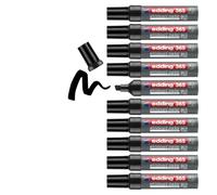 edding 365 marcador para pizarras blancas - negro - 10 rotuladores - punta biselade 2-7 mm - pizarra blanca, vidrio, tablón de notas, flipchart - se puede borrar en seco y sin residuos, no se seca