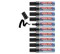 edding 365 marcador para pizarras blancas - negro - 10 rotuladores - punta biselade 2-7 mm - pizarra blanca, vidrio, tablón de notas, flipchart - se puede borrar en seco y sin residuos, no se seca
