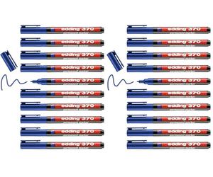 Edding 370 - azul - 10 rotuladores - punta redondeada fina 1 mm - resistente al agua, secado rápido - multiuso, universal - para cartón, plástico, madera, metal, vidrio, piedra, lienzo (Paquete de 2)
