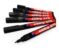Edding 370 - Rotulador permanente (1 mm, punta redonda, 6 unidades), color negro