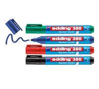 Edding 380-4 Marcador para Flipcharts - Negro, Rojo, Azul, Verde - Punta Redonda de 1,5-3 mm