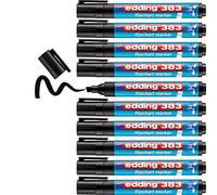 Edding 383-001 - Caja con 10 Marcadores para Flipchart con Punta Biselada - Trazo 1,5-3 mm - Negro