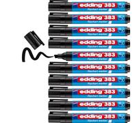 Edding 383-001 - Caja con 10 Marcadores para Flipchart con Punta Biselada - Trazo 1,5-3 mm - Negro