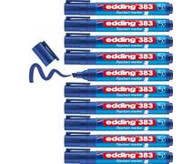 Edding 383-003 - Caja con 10 Marcadores para Flipchart con Punta Biselada - Trazo 1,5-3 mm - Azul