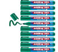 Edding 383-004 - Caja con 10 Marcadores para Flipchart con Punta Biselada - Trazo 1,5-3 mm - Verde