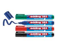 Edding 383-4-S - Estuche con 4 Marcadores para Flipchart con Punta Biselada - Trazo 1,5-3 mm - Surtidos