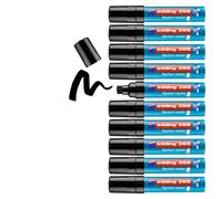 edding 388 marcador para flipcharts - negro - 10 rotuladores - punta biselada de 4-12 mm - rotulador para escribir, dibujar y marcar sobre papel - recargable, no traspasa, no mancha, impermeable