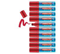 edding 388 marcador para flipcharts - rojo - 10 rotuladores - punta biselada de 4-12 mm - rotulador para escribir, dibujar y marcar sobre papel - recargable, no traspasa, no mancha, impermeable