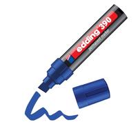 edding 390 marcador permanente - azul - 1 rotulador - punta biselada ancha 4-12 mm - resistente al agua, secado rápido - multiuso, universal - para cartón, plástico, madera, metal, vidrio, lienzo