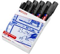 edding 390 marcador permanente - negro - 10 rotuladores - punta biselada ancha 4-12 mm - resistente al agua, secado rápido - multiuso, universal - para cartón, plástico, madera, metal, vidrio, lienzo