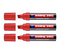 Edding 390 - Rotuladores permanentes (4 - 12 mm, 3 unidades), color rojo