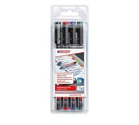 Edding 4-140-4 OHP 140 S - Rotulador permanente (0,3 mm), colores surtidos, Negro, rojo, azul, verde., 17 x 5,7 x 1,7 cm