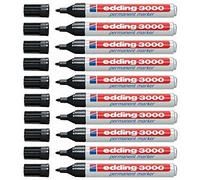 edding Rotuladores permanentes 4-3000001_10 1,5-3 mm recargables, 10 unidades, negro