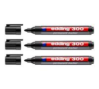 edding Rotulador permanente 300 Industry 4-300001, punta redonda 1,5-3 mm, 3 unidades, negro