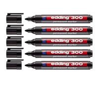 edding Rotuladores permanentes 300 Industry - Punta redonda 1,5-3 mm Negro 5 uds