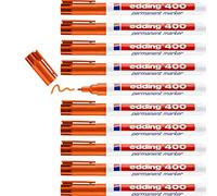 edding 400 marcador permanente - naranja - 10 rotuladores - punta fina redonda 1 mm - resistente al agua, de secado rápido, rotuladores indelebles - para cartón, plástico, madera, metal, vidrio