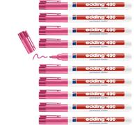 edding 400 marcador permanente - rosa - 10 rotuladores - punta fina redonda 1 mm - resistente al agua, de secado rápido, rotuladores indelebles - para cartón, plástico, madera, metal, vidrio