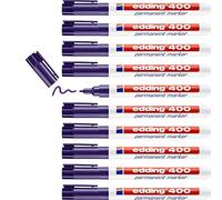 edding 400 marcador permanente - violeta - 10 rotuladores - punta fina redonda 1 mm - resistente al agua, de secado rápido, rotuladores indelebles - para cartón, plástico, madera, metal, vidrio