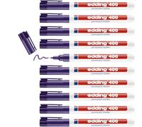 edding 400 marcador permanente - violeta - 10 rotuladores - punta fina redonda 1 mm - resistente al agua, de secado rápido, rotuladores indelebles - para cartón, plástico, madera, metal, vidrio