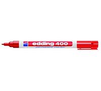 edding 400 Rotulador permanente, recargable, punta redonda, grosor de trazo aprox. 1,0 mm, rojo