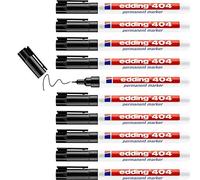edding 404 marcador permanente, negro, 10 rotuladores, punta fina redonda 0,75 mm, resistente al agua, de secado rápido, rotuladores indelebles, para cartón, plástico, madera, metal, vidrio