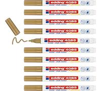 Edding 4085 marcador de tiza - oro - 10 rotuladores de tiza - punta redonda 1-2 mm - rotuladores para cristal borrables - para pizarras, vidrio y espejos - tiza líquida de cobertura opaca