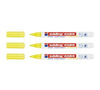 Edding 4085 - Rotuladores de tiza líquida (3 unidades, punta redonda, 1-2 mm), color amarillo