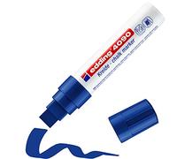 edding 4090 marcador de tiza - azul - 1 rotulador de tiza - punta biselada 4-15 mm - rotulador para cristal borrables - para pizarras, vidrio y espejos - tiza líquida de cobertura opaca