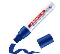 edding 4090 marcador de tiza - azul - 1 rotulador de tiza - punta biselada 4-15 mm - rotulador para cristal borrables - para pizarras, vidrio y espejos - tiza líquida de cobertura opaca