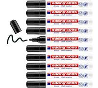 Edding 4095-01 - Caja con 10 Marcadores de Tiza Líquida para Pizarras y Vidrio - Punta Redonda 2-3 mm - Negro