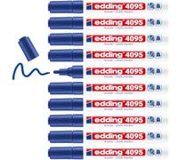 Edding 4095-03 - Caja con 10 Marcadores de Tiza Líquida para Pizarras y Vidrio - Punta Redonda 2-3 mm - Azul