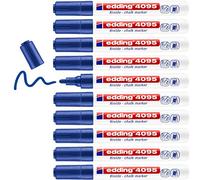 Edding 4095-03 - Caja con 10 Marcadores de Tiza Líquida para Pizarras y Vidrio - Punta Redonda 2-3 mm - Azul