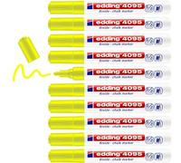 Edding 4095-065 - Caja con 10 Marcadores de Tiza Líquida para Pizarras y Vidrio - Punta Redonda 2-3 mm - Amarillo