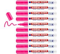 Edding 4095-069 - Caja con 10 Marcadores de Tiza Líquida para Pizarras y Vidrio - Punta Redonda 2-3 mm - Rosa Neón