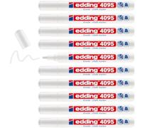 Edding 4095-49 - Caja con 10 Marcadores de Tiza Líquida para Pizarras y Vidrio - Punta Redonda 2-3 mm - Blanco