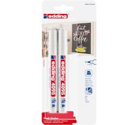 edding Marcador de tiza 4095, blanco, 2 uds, punta redonda 2-3 mm, borrable, cobertura opaca
