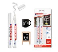 edding Marcador de tiza 4095, blanco, 2 uds, punta redonda 2-3 mm, borrable, cobertura opaca