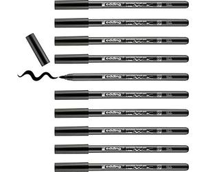 Edding 4200-01 - Pack de 10 Rotuladores Pintar Porcelana - Punta de Pincel Flexible 1-4mm - Negro