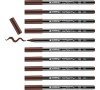 Edding 4200-07 - Pack de 10 Rotuladores Pintar Porcelana - Punta de Pincel Flexible 1-4mm - Marrón