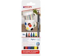 edding 4200 rotulador con punta de pincel para porcelana - multicolor - 6 rotuladores - punta de pincel de 1-4 mm - pintar y decorar cerámica - tinta resistente a la luz y lavavajillas, secado rápido