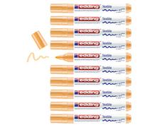 edding 4500 marcador textil - naranja claro - caja de 10 - punta redonda de 2-3 mm - rotuladores textiles permanentes para dibujar y caligrafiar sobre tejidos, resistentes a lavados de hasta 60 °C