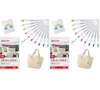 Edding 4600 - Juego de 10 Rotuladores Textiles - Punta Redonda de 1 mm - Colores Basicos (Paquete de 2)