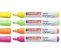 Edding 5-4500-4- - Rotulador para ropa (varios colores, punta redonda de 2-3 mm), Textilmarker, colores neón, 4