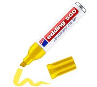 edding 500 marcador permanente - amarillo - 1 rotulador - punta biselada 2-7 mm - resistente al agua, de secado rápido, rotuladores indelebles - para cartón, plástico, madera, metal, vidrio