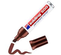 edding 500 marcador permanente - marrón - 1 rotulador - punta biselada 2-7 mm - resistente al agua, de secado rápido, rotuladores indelebles - para cartón, plástico, madera, metal, vidrio